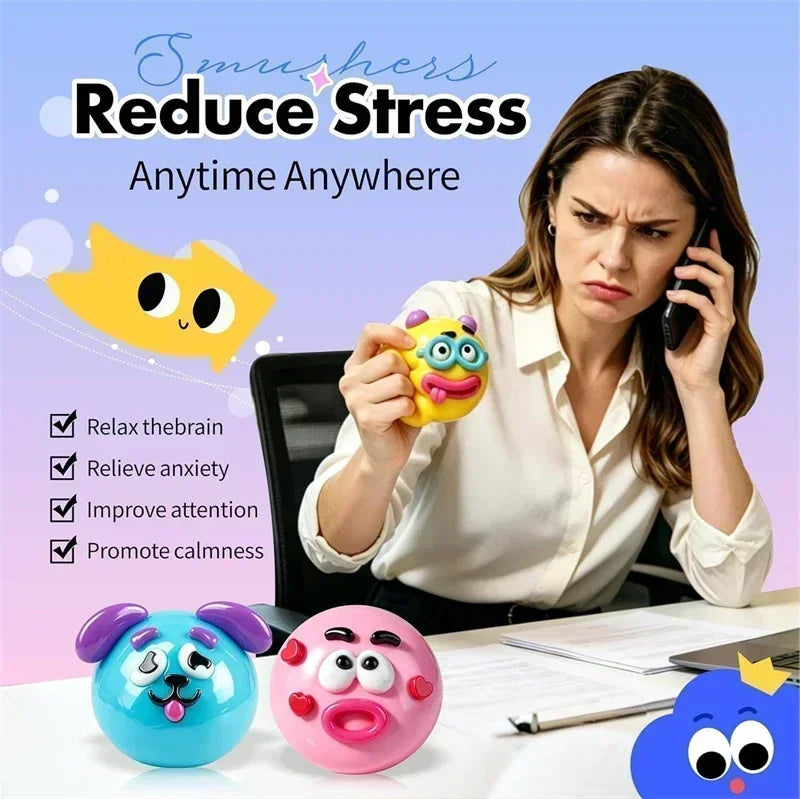 New Smushers Squishy Pinch Pressure Ball DIY Emoticons Dog Face Slow Rebound Squeeze Squishy Soft Decompression Adult Fun Gifts