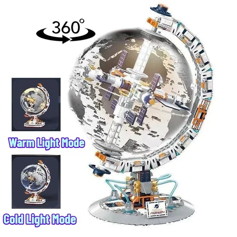 New Creative Technology Space Station Transparent Globe Building Blocks High Tech Construction Bricks Set Toy Gifts For Children