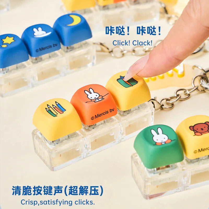 Miffy Keycap Series Blind Box Keychain Collectible Desktop Decor Cute Rabbit Mechanical Keyboard Caps Stress Relief Gift
