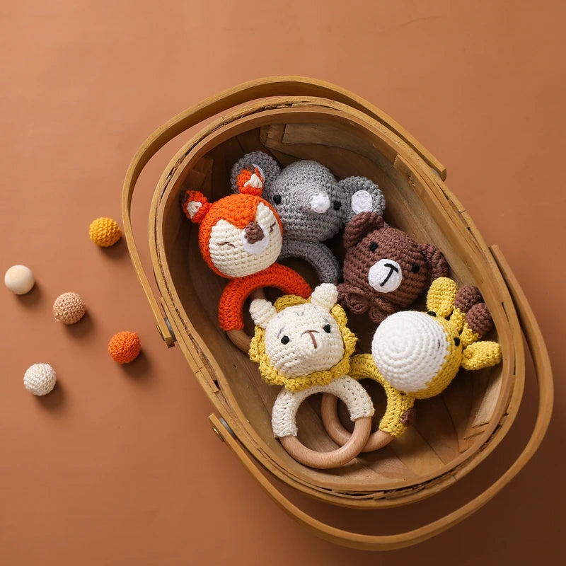 Baby Toys Crochet Animal Rattle Cartoon Music Rattle Toys for Baby Kawaii Teether Rattle Baby Toy 0 12 Months Montessori Toys