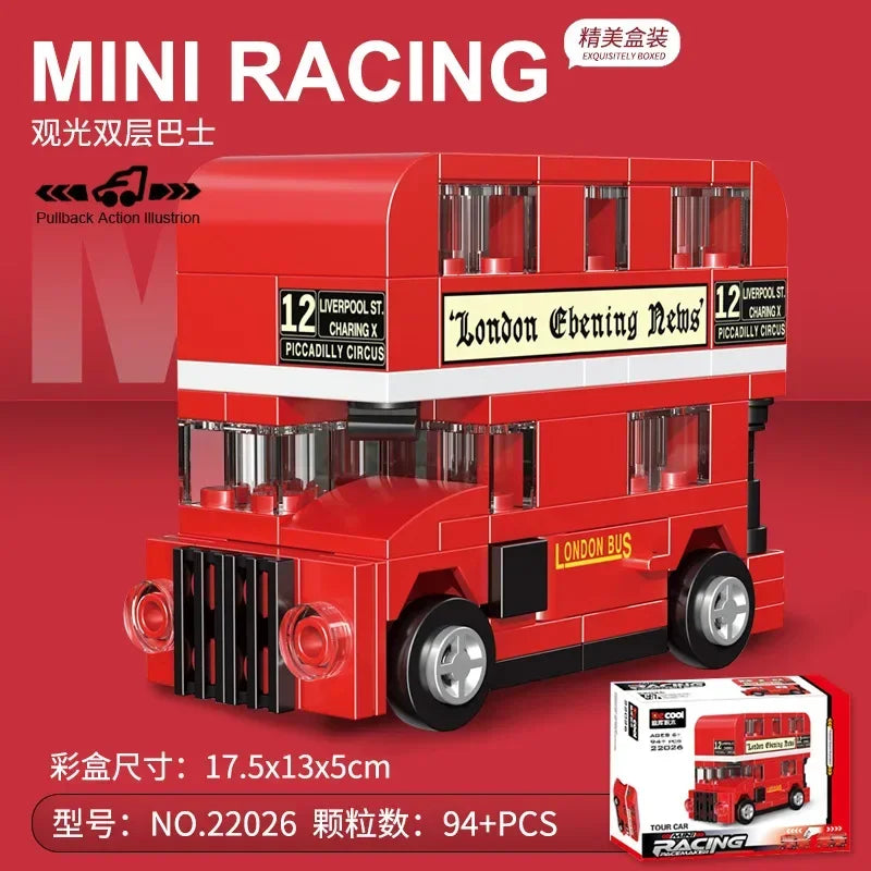 Racing Car Bus Engineering Vehicle Ambulance Pull Back Model Building Blocks Brick Toys Children Boys Birthday Gift Brick