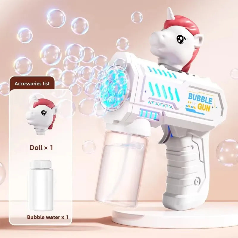 10 Holes Children Electric Bubble Gun Rocket Soap  Automatic Bubble Machine Bubbles Gun Kids Summer Outdoor Bubble Blowing Toys