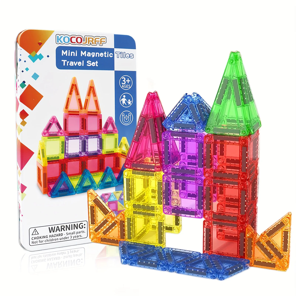 Mini Magnetic Tile Toys, with a Metal Box for Easy Portability, Magnetic Building Blocks That Can Be Played with Anywhere, Convenient Storage, Suitable for Holiday or Birthday Gifts