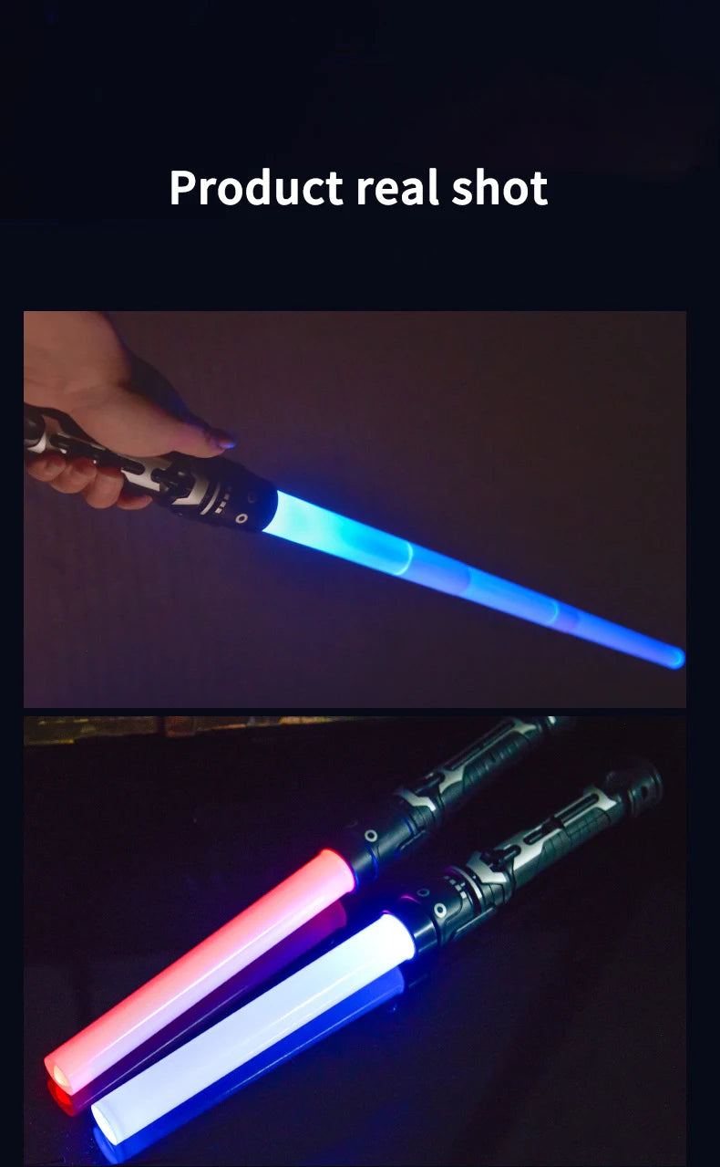 Children Colorful Glowing Sword Toys Laser Sword Lightsaber Red and Blue Double Saber Telescopic Music Cosplay Cool Flashing Toy
