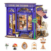 Rolife DIY Miniature House Kit Leisure Time Tea Room Mini Dollhouse Building Set with LED Wooden 3D Puzzle for Home Desk Decor