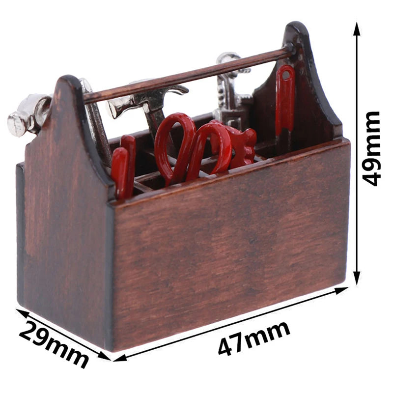 1Set 1:12 Dollhouse Miniature Toolbox Handmade Tools Sets Model Furniture Accessories For Doll House Decor Toys Gift