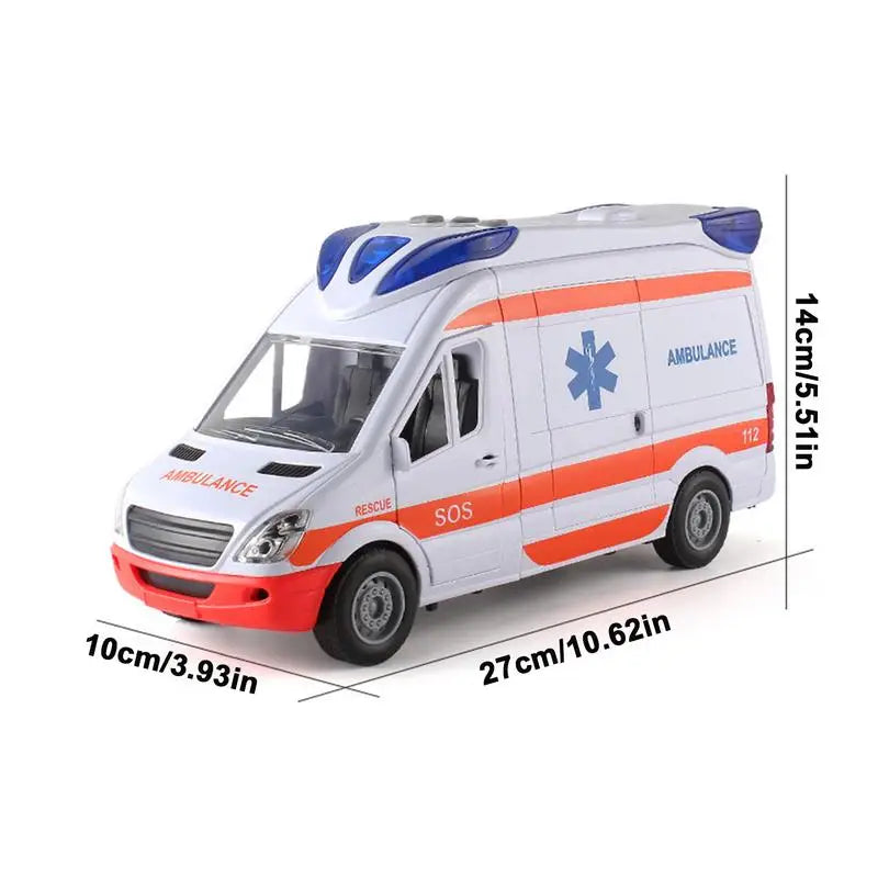 Mini Car Model Ambulance Model Sound And Light Vehicle Simulation Collection Toys Children's Birthday Gift