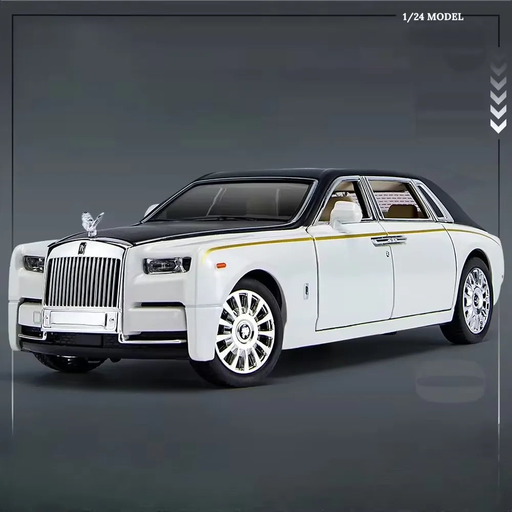 1/24 Rolls Royce Phantom Diecast Toy Cars Model Simulated Pull Back Limousine Zinc Alloy Metal Toy Car for Kids Gifts Collection