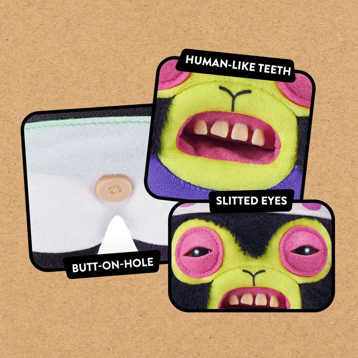 Fugglers Powerpuff Girls Funny Ugly Teeth Monster Soft Stuffed Plush Toy Collectible Soft Plushies Cute Cartoon 22CM (Mojo Jojo)