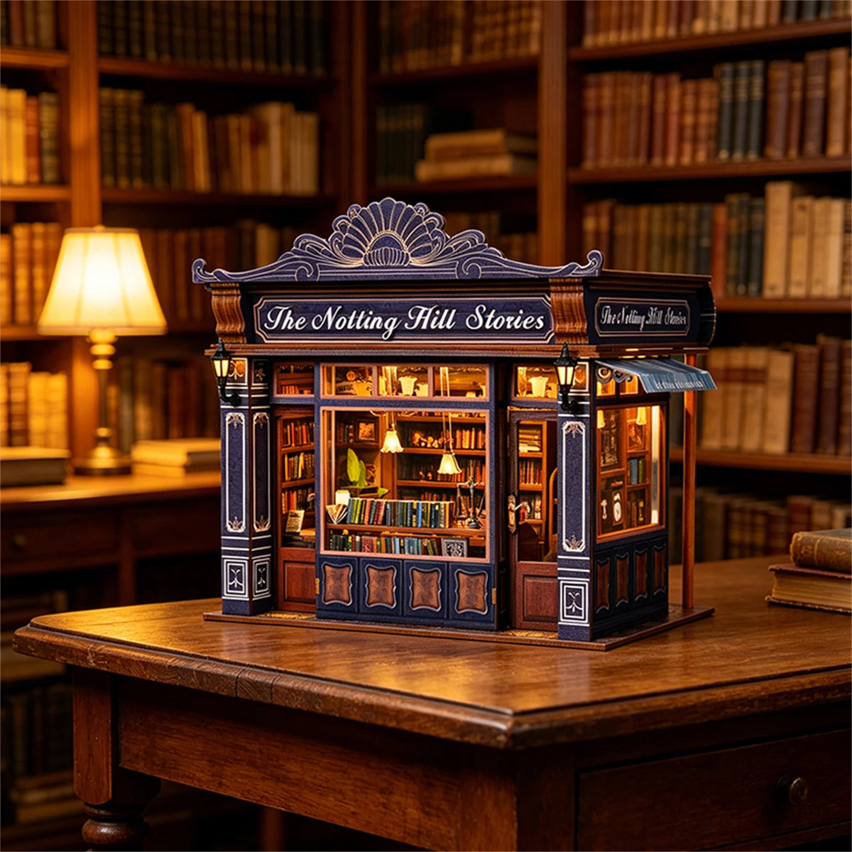 Notting Hill Book Nook 3D Wooden Puzzle DIY Love Bookstore Handmade Bookshelf Dollhouse Model Decorative Bookend Building Ki