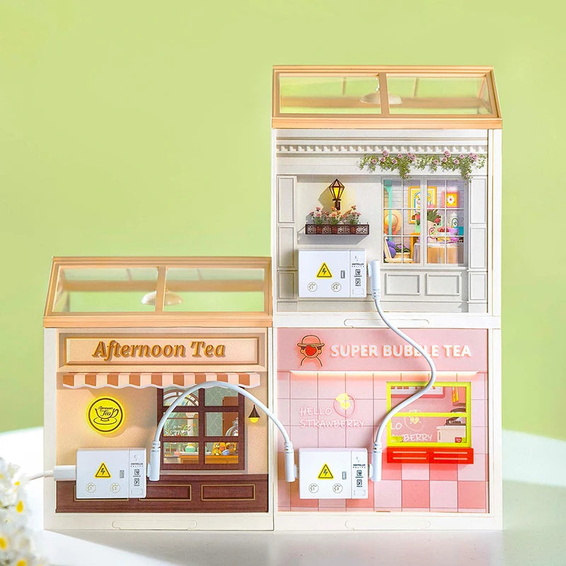 Rolife DIY Miniature Dollhouse Kit with Accessories Model Supply Store Kit with LED to Build Decent Birthday Gift