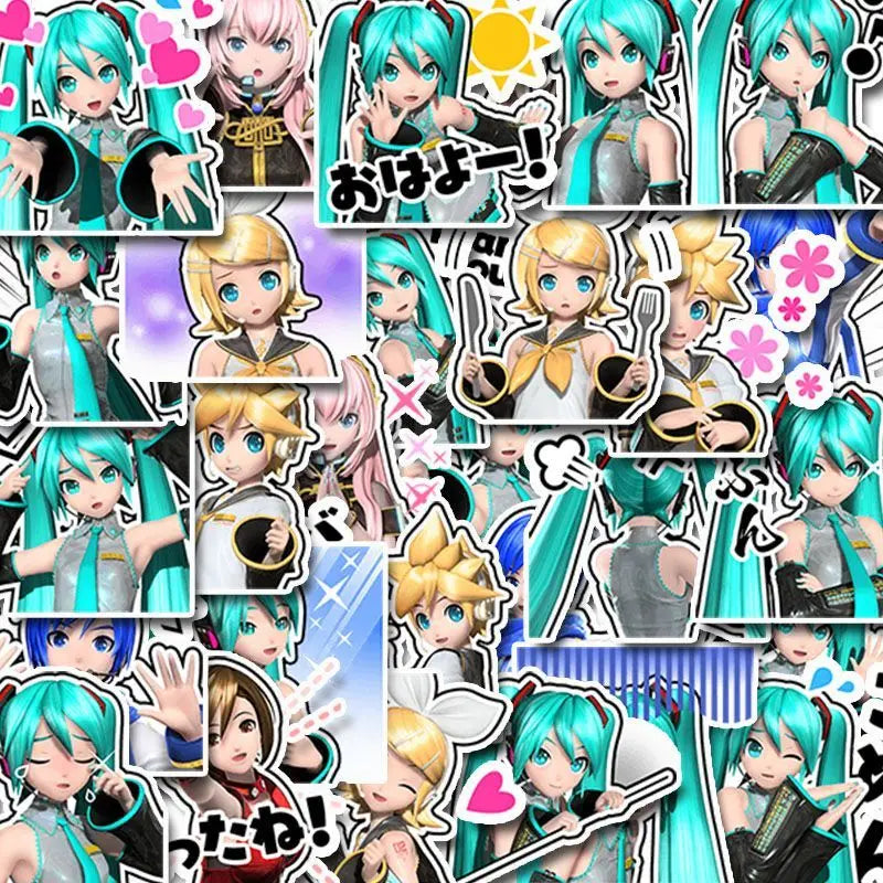 Hatsune Miku Cartoon Cute 80pcs Stickers Kawaii Anime DIY Q-Version Waterproof Decorative Stickers Anime Merchandise Wholesale