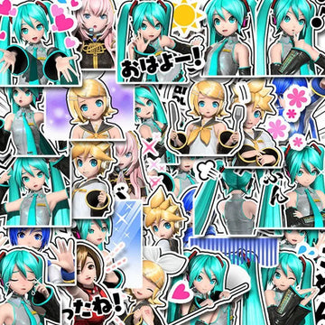 Hatsune Miku Cartoon Cute 80pcs Stickers Kawaii Anime DIY Q-Version Waterproof Decorative Stickers Anime Merchandise Wholesale