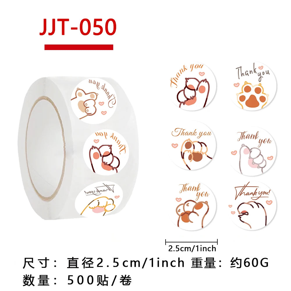 500PCS Cute Cartoon Paw Print Stickers Dog Cat Bear Paw Labels Stickers For Thank You Sticker Stationery Teacher For Student