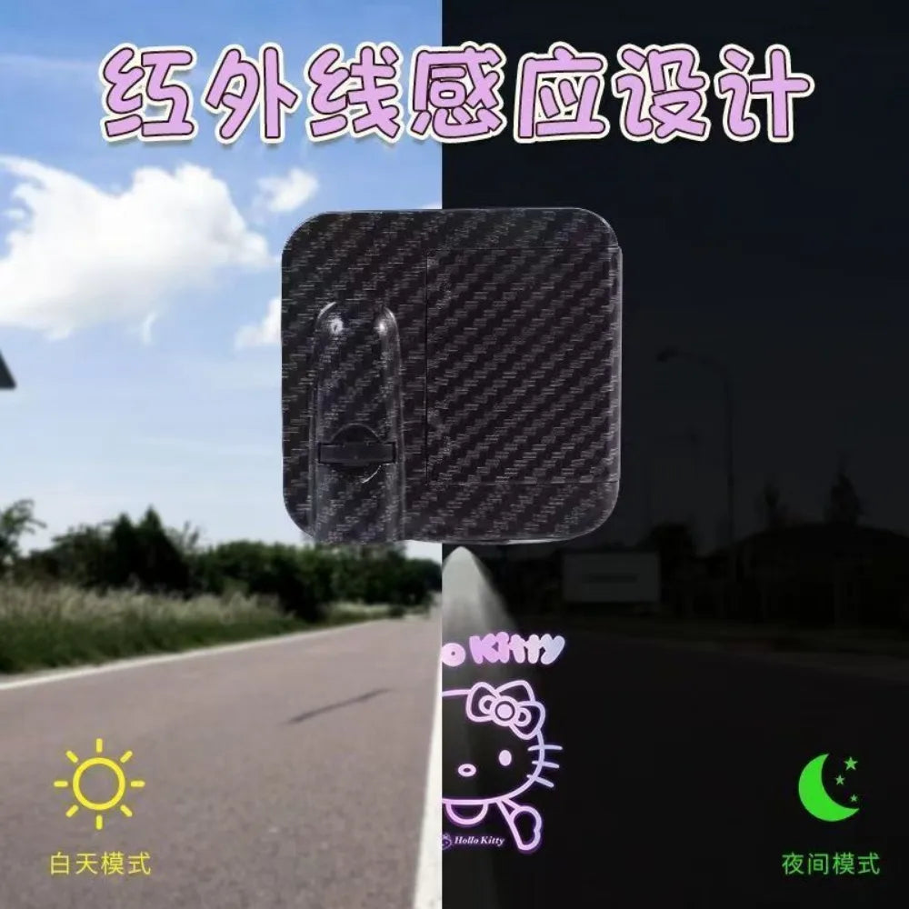 Car Welcome Light Hello Kitty Wireless Door Projector Lamp Auto Induction Ground Projection Car Atmosphere Light Decoration Toys