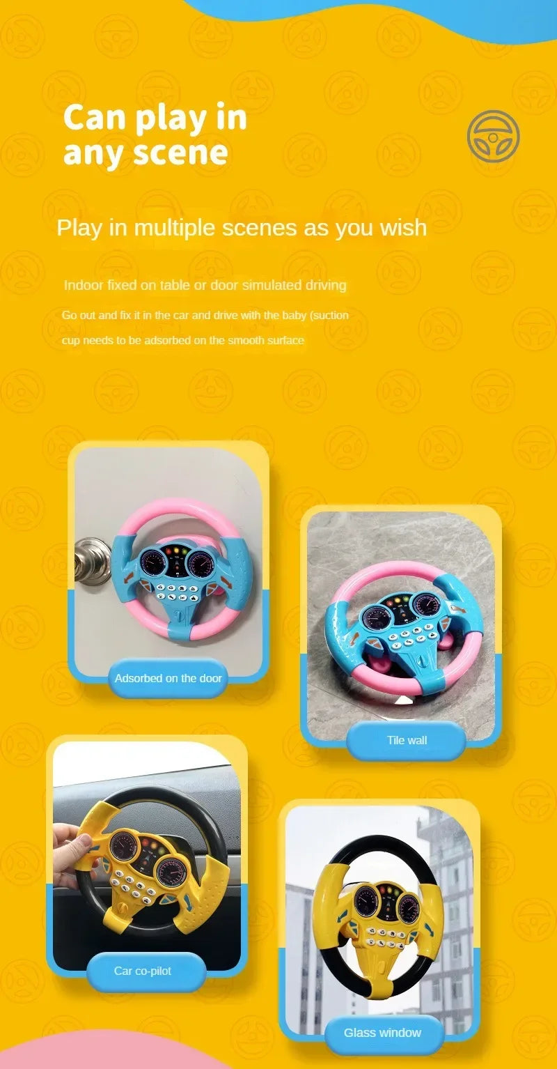 Kids Steering Wheel Toy - Backseat Pretend Play with Lights & Music - Fun Preschool Driving Simulator Gift for Toddlers