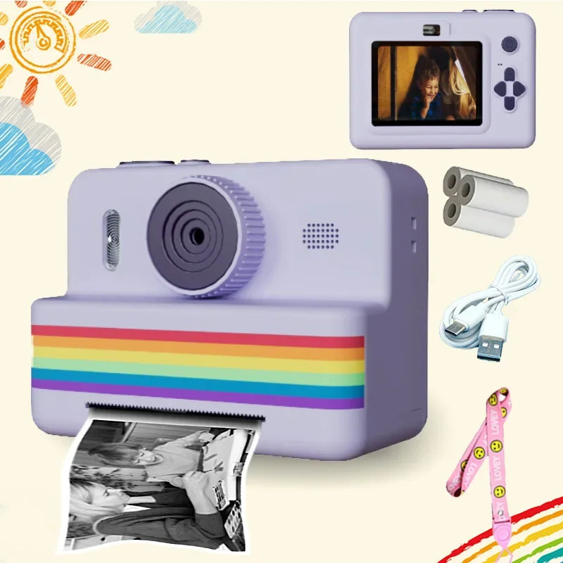 2.8 Inch HD Digital Video Camera for Kids - Large Screen Instant Print Toy Camera Outdoor Zero Ink Portable Print Camera