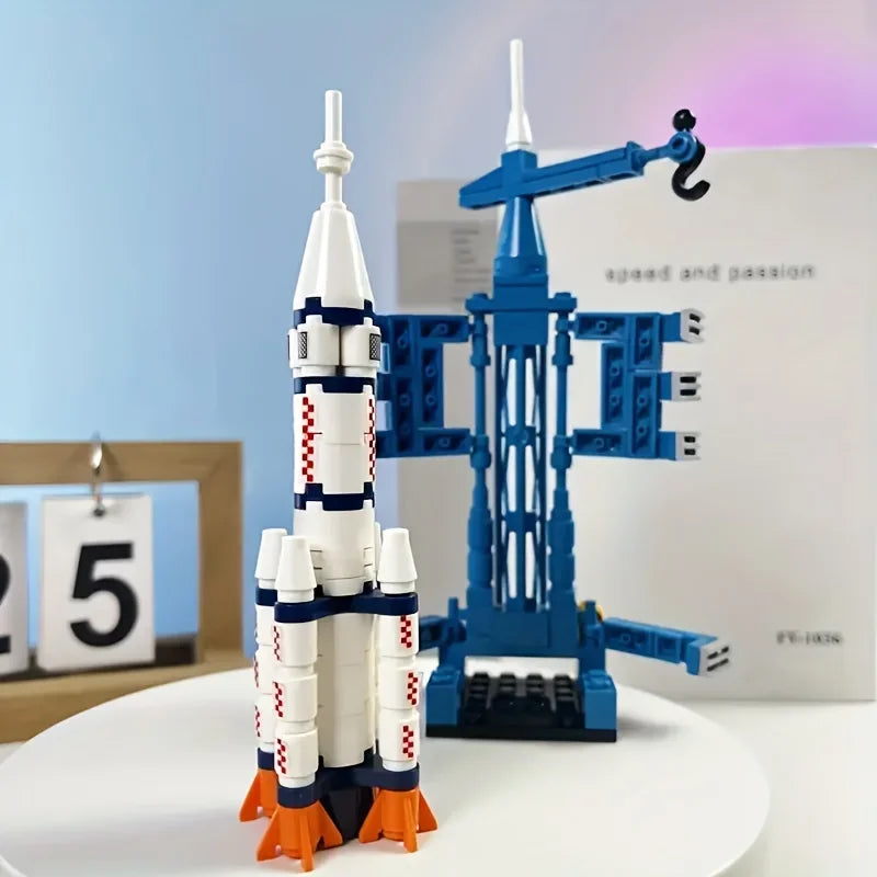 Space Rocket Building Blocks Set STEM Educational DIY Puzzle 3D Assembly Model Construction Toy for Kids Boys Girls School Gift