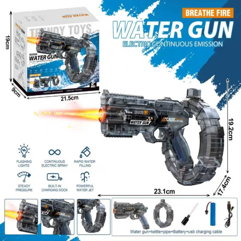 Children Led Energy Gathering Ring Electric Water Gun Toy Shooting Games Automatic Water Squirt Gun Summer Outdoor Toys for Kids