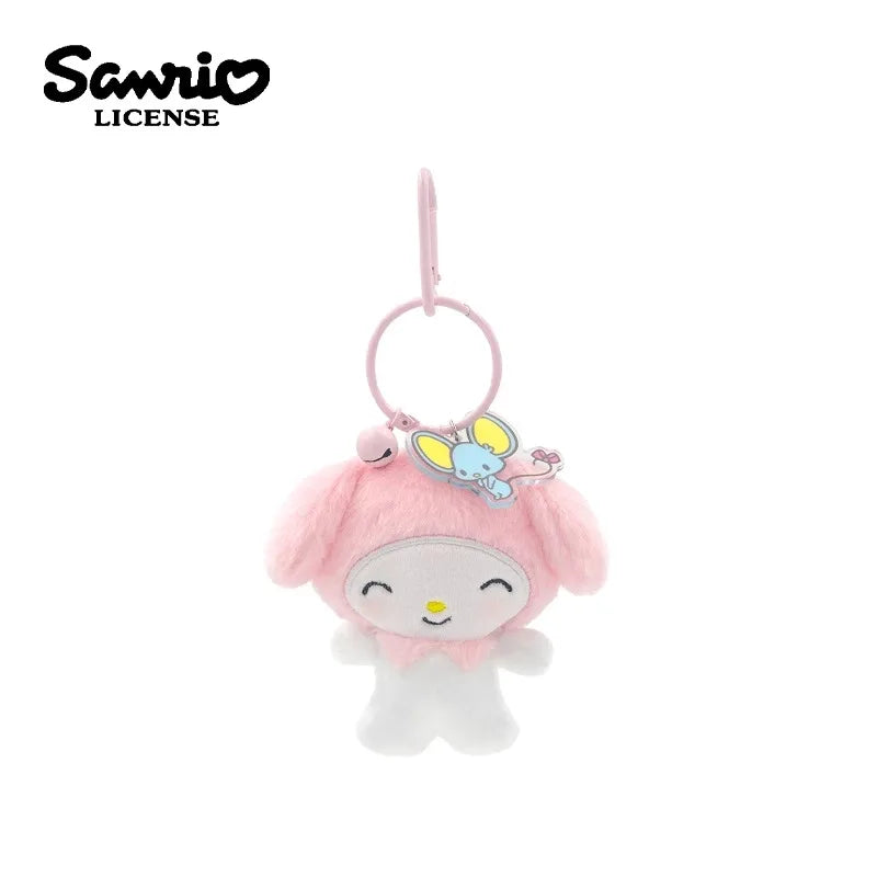 10cm Sanrio My Melody Kuromi Cinnamoroll Hello Kitty Hangyodon Purin Dog Bell Plush Toy Anime Stuffed Animals Keychains Pendant