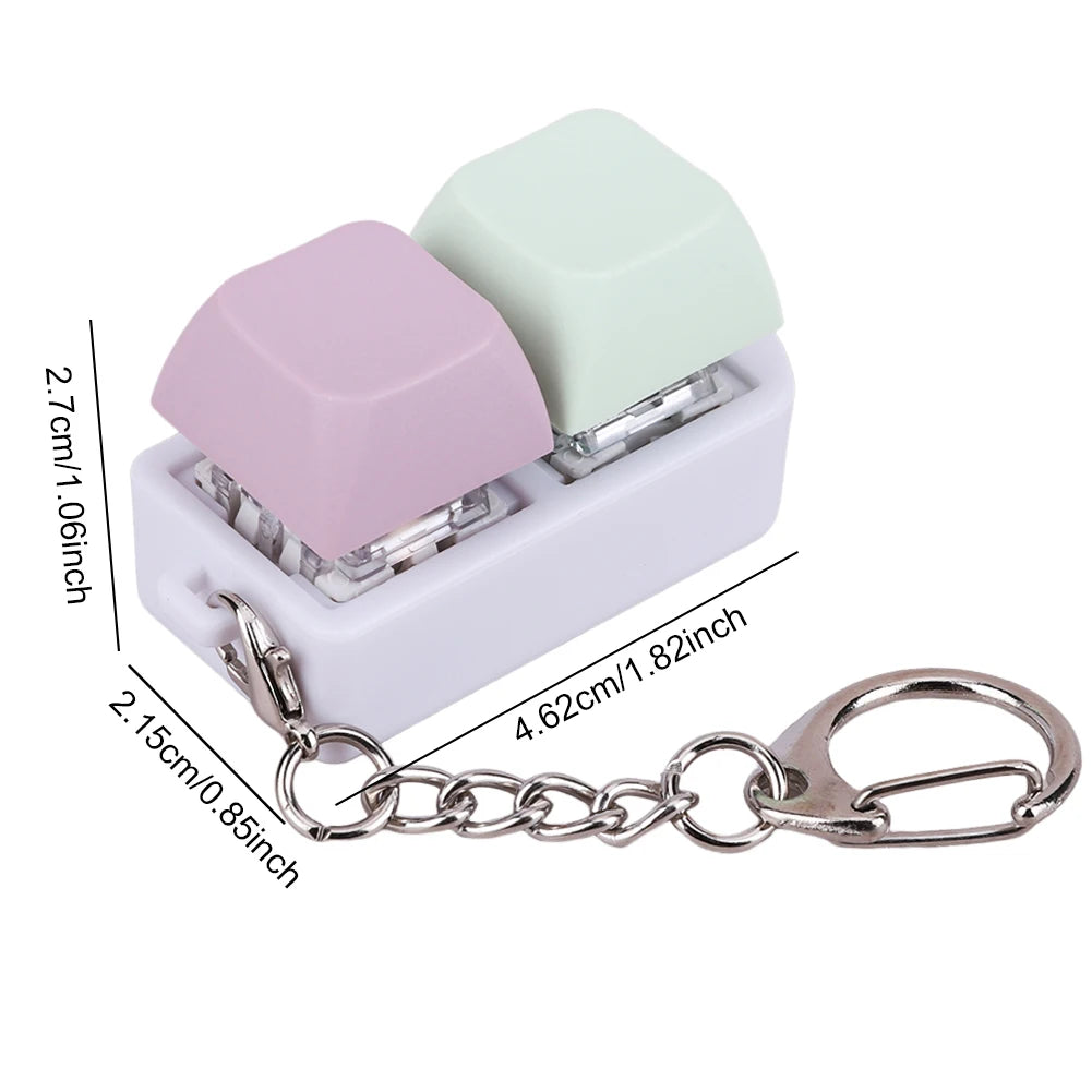 Keyboard Fidget Keychain 4 Keys Finger Keyboard Decompression Toys Press Button Keycap Fidget Stress Relief Keyboard Clicker Toy