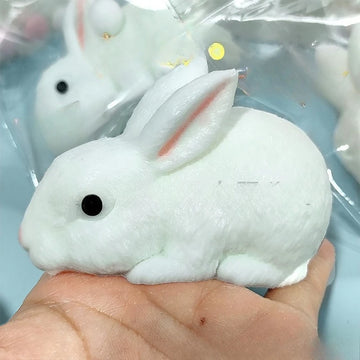 1PC White Rabbit Wet-Soft Resin Slow-Rebound Squishy Toy, Soft Anti-Burst Durable BPA-Free Odorless Non-Sticky Easy-Clean Portable Lightweight Comfort-Grip Tear-Resistant Stretchable Calming Fidget Sensory Stress Relief Play