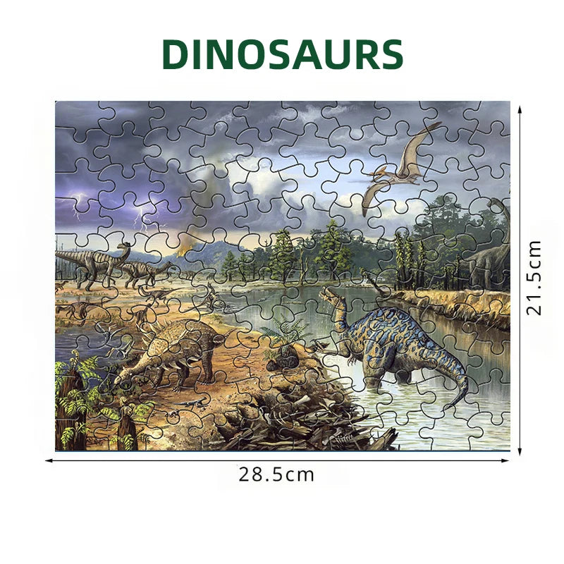 100 Pieces Jigsaw Puzzle Assembling Picture Cartoon Animals Dinosaurs Decompression Puzzles Toy Educational Gifts