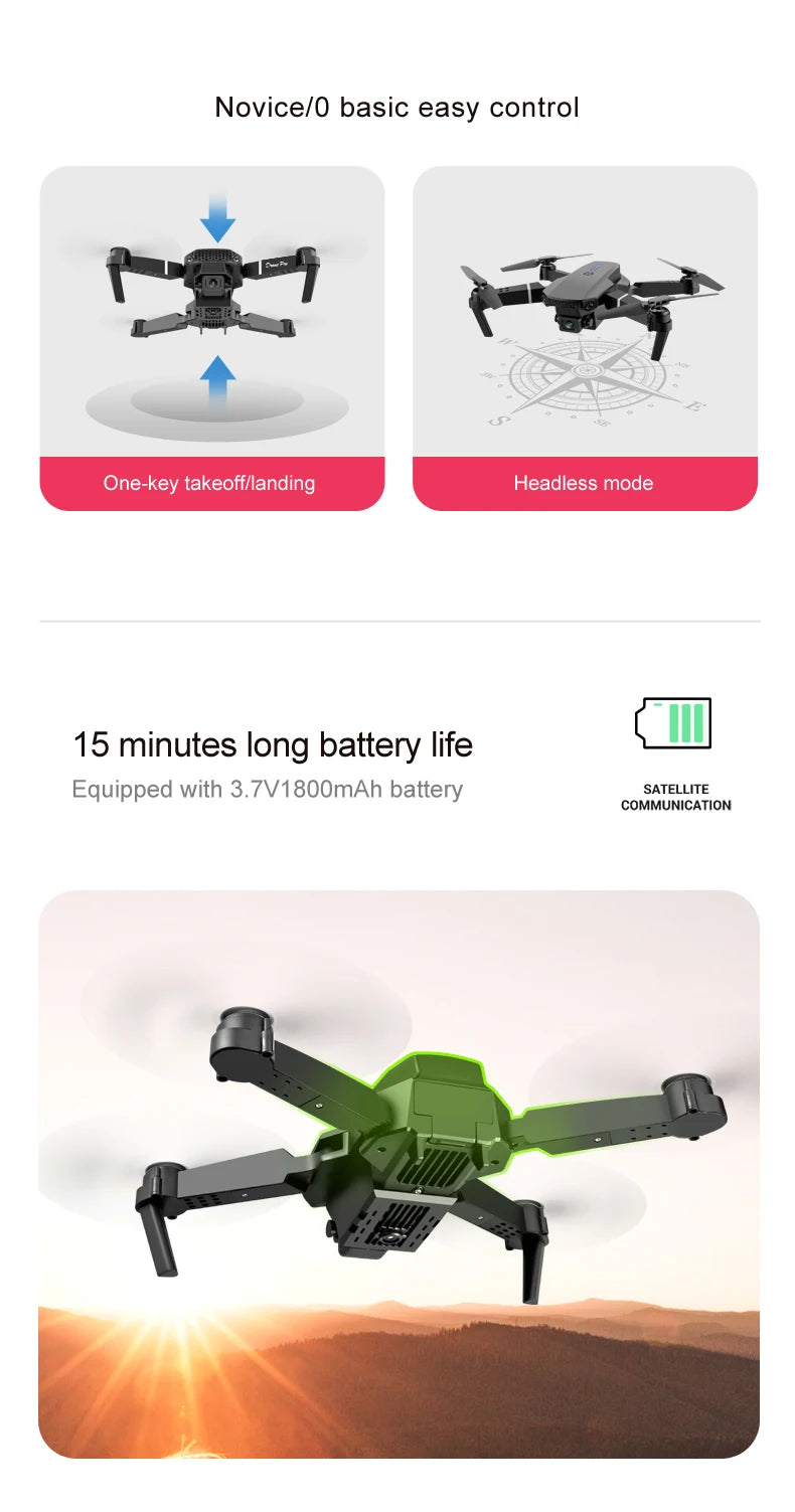 Brushless Motor Foldable Drone Optical Flow Drone 360° Rolling Trajectory Flight Headless Mode Speed Adjustment APP Control Drone