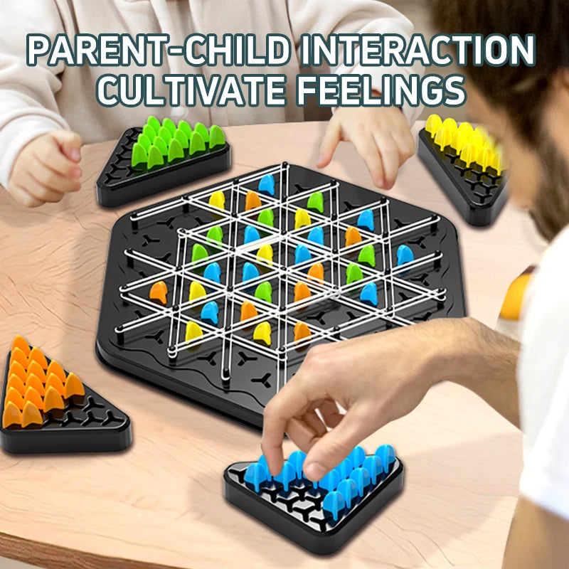 Chain Triangle Chess Triggle Rubber Band Game Toy Board Game Competitive Battle Set for Kids Friends Parent-Child Interaction