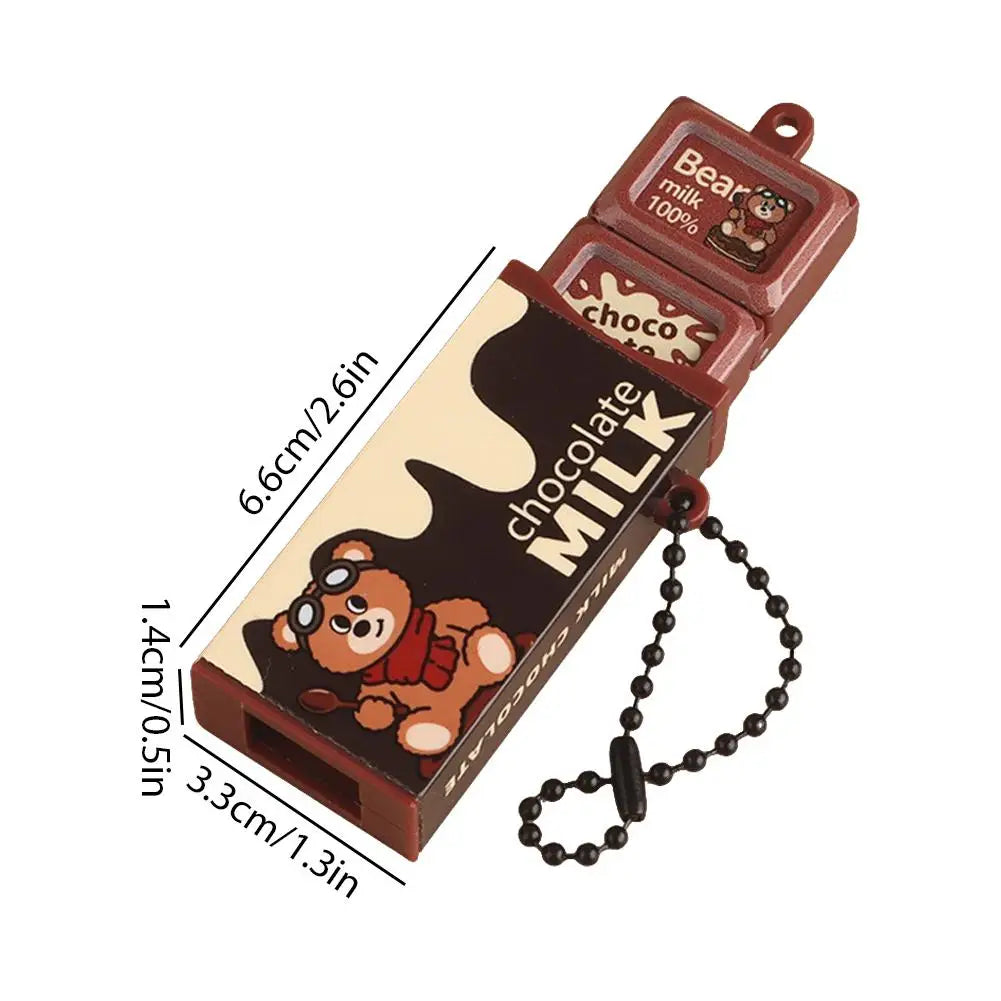 Mini Simulated Milk Chocolate Fidget Toy Bendable Snap Stress Relief Keychain Pendant Creative Gifts
