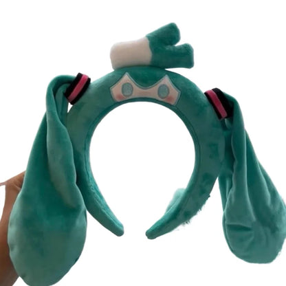 Cute Cartoon Hatsune Miku Super Cute Plush Headband Face Wash Yoga Hairpin Photo Cosplay Props Friend Gift Toy