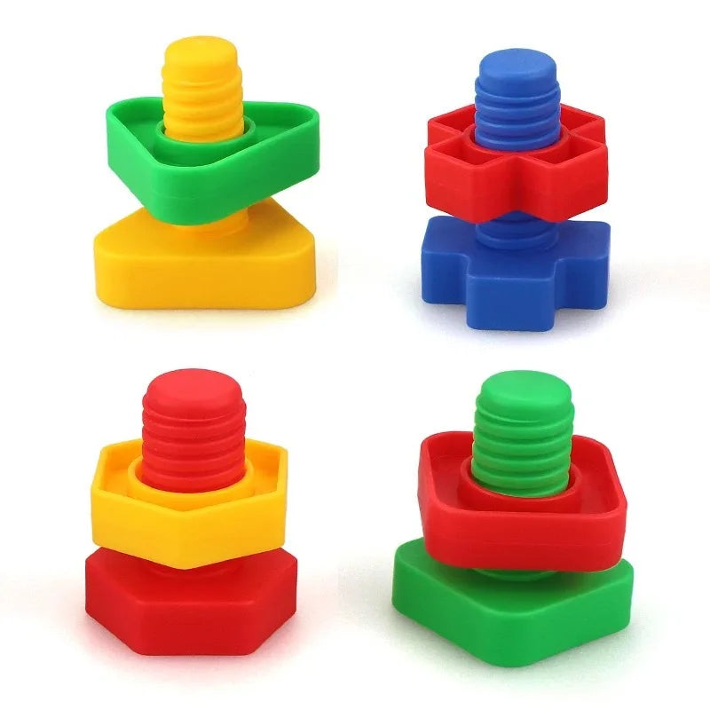 5Set Screw Building Blocks Plastic Insert Blocks Nut Shape Toys for Educational Toys Montessori Scale Models Gift