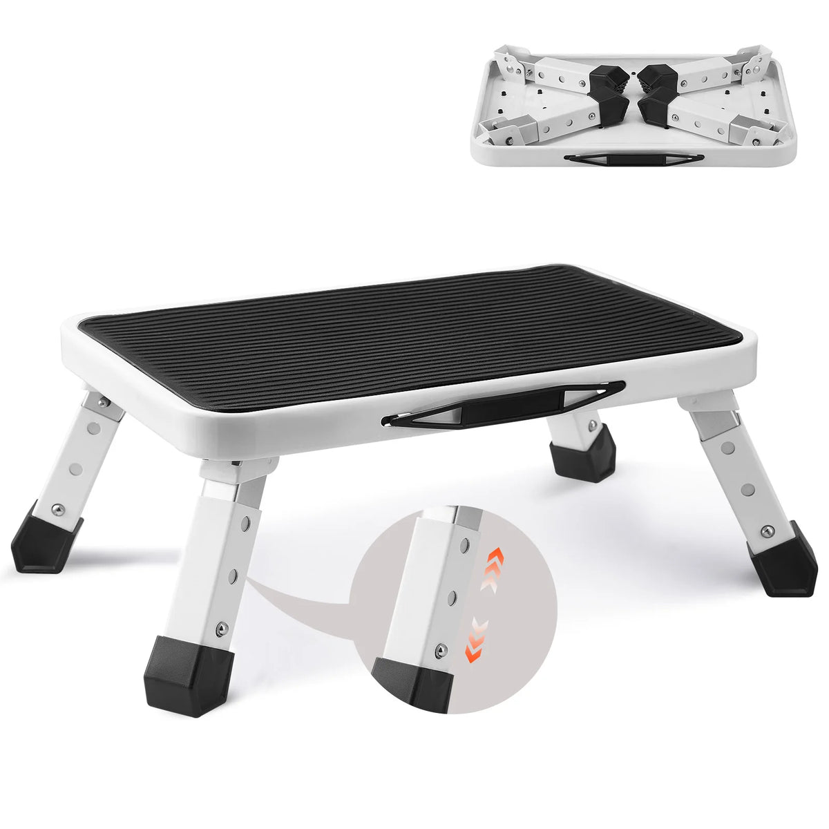 VEVOR Step Stool 1 Step 330lbs Capacity Adjustable Height Toddlers Adults Non Slip Sturdy For Office RVs Pets Bathrooms Bedrooms