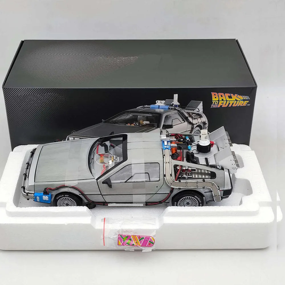 HW 1:18 for Elite Back To The Future Time Machine Ultimate Edition BCJ97 Diecast Models Car Toys Collection Christmas Auto Gift