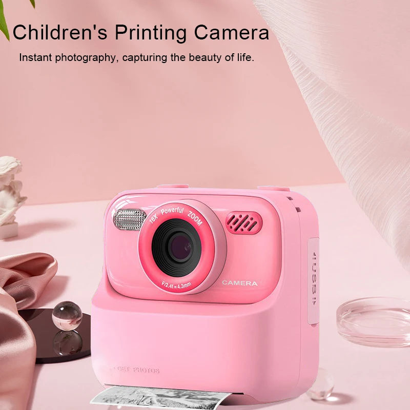 Kids Instant Print Camera Color Auto Photo Output  Cartoon Portable Design Perfect Parent Child Birthday Gift