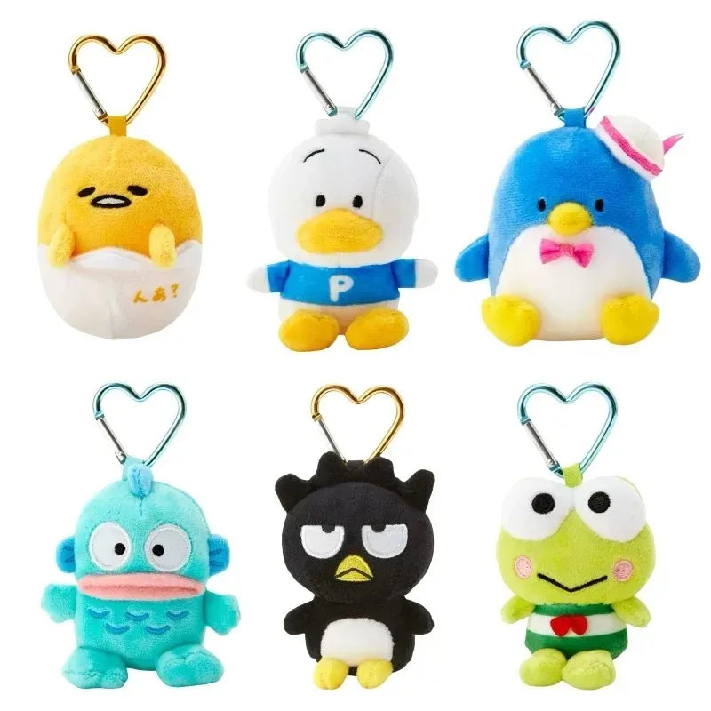 Kawaii Sanrios Gudetama Sam Gudetama Ahiru no Pekkle Plush Doll Keychain Hangyodon keyring My Melody Stuffed Backpack Pendant