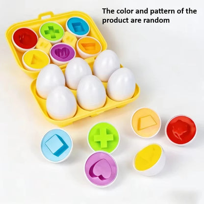 6/12pcs Color and Shape Matching Toys, Simulated Egg Shapes with Storage Box - Geometric Shape & Color Learning Toy Set for Kids