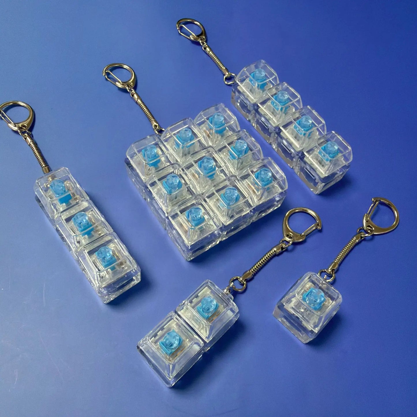 Keyboard Fidget Toys LED Crystal Keycap Keychain Stress Relief Fingertip Gadget Decompression Toys Clicker Fidget Toy