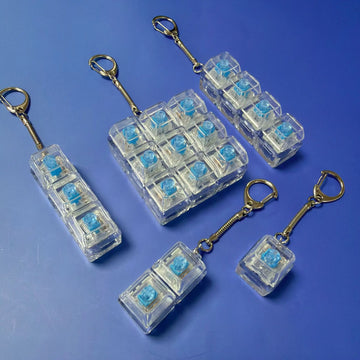 Keyboard Fidget Toys LED Crystal Keycap Keychain Stress Relief Fingertip Gadget Decompression Toys Clicker Fidget Toy