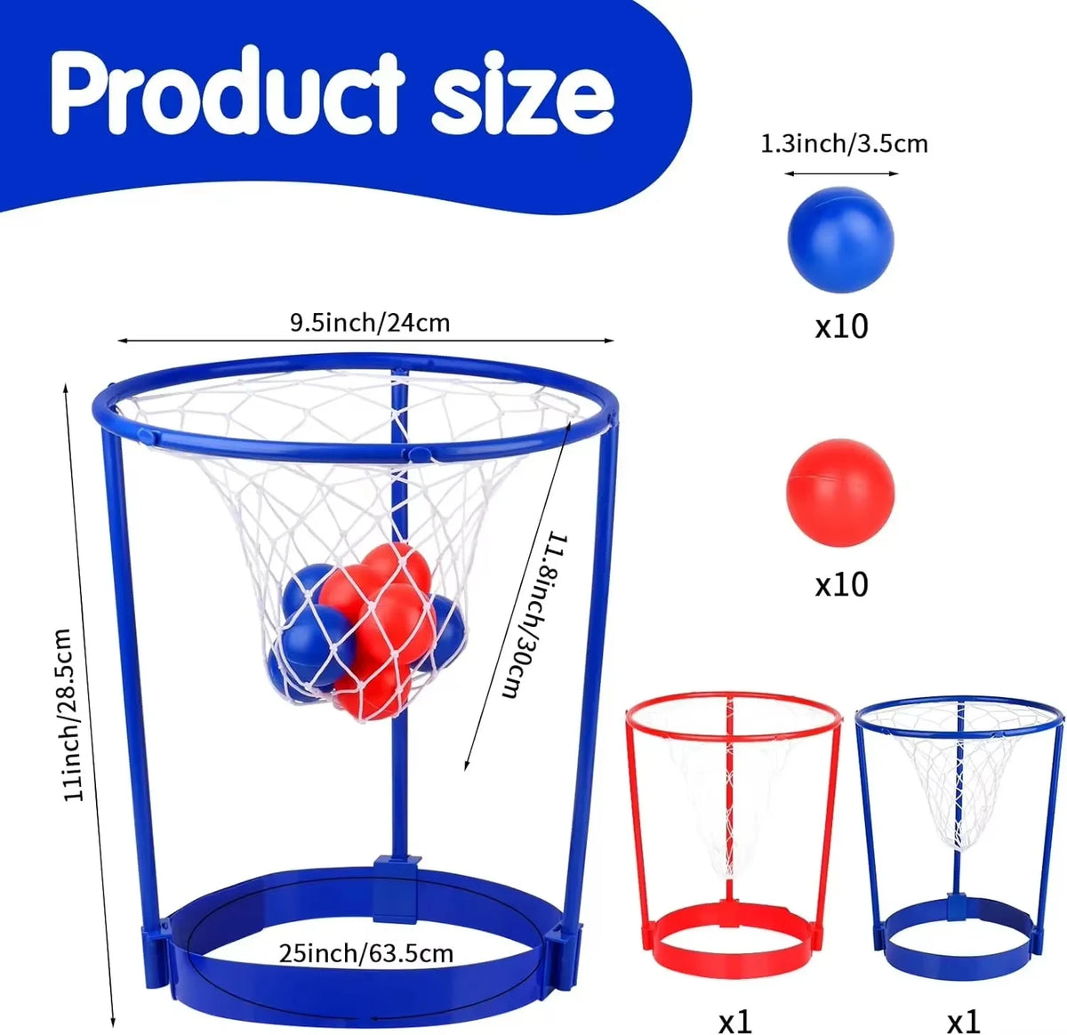 2 Pack Head Hoop Basketball Party Game For Kids And Adults Carnival Game Adjustable Basketball Net Headband With 20 Balls
