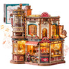 ROKR Wooden 3D Puzzle Dream Coffee Factory Music Box Model Building Kit 593-piece DIY Miniature House Kit with LED Light Unique Home Decor Gift for Adults Women