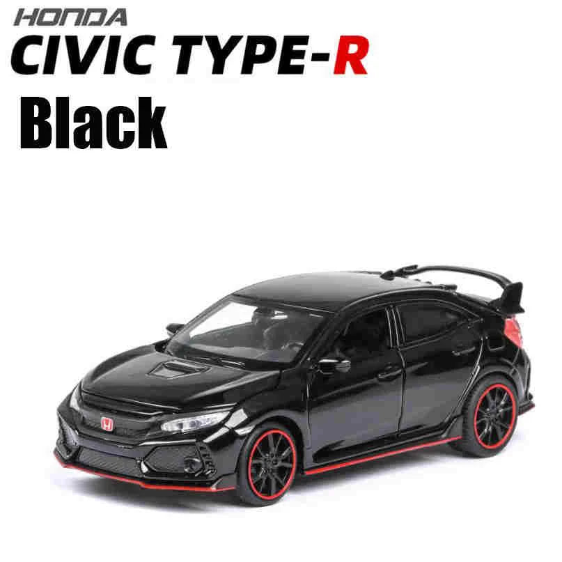 1:32 Honda CIVIC TYPE-R Alloy Diecast Toy Cars Model Simulated with Sound Light Vehicles Collection Toys Children Birthday Gifts