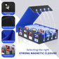 Trading Card Storage Box with Commander Display 4 Row Deck Case-Removable Lid,2400+ Card Deck Box for MTG TCG Sports Card with 4 Toploaders,4 Stoppers, 24 Dividers, 6 Dice,1 Dice Bag
