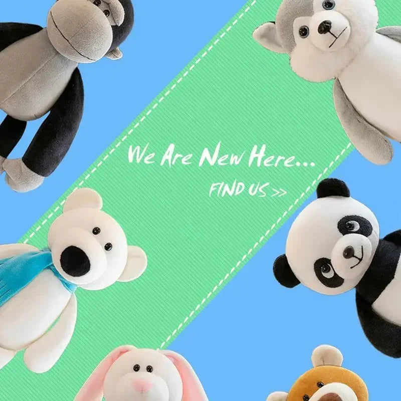 Kawaii Stuffed Plush Animals Soft Dolls Set - Jungle Lion Elephant Tiger Dog Fox Monkey Deer - Children's Gift Baby Kids Hobby