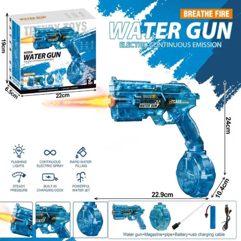 Children Led Energy Gathering Ring Electric Water Gun Toy Shooting Games Automatic Water Squirt Gun Summer Outdoor Toys for Kids