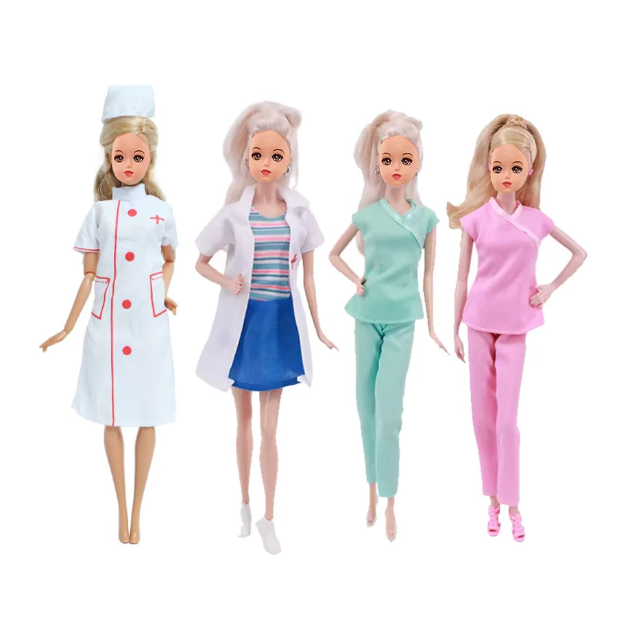 5pcs Doll Nurses Clothes Doctors Uniform Theme 11.5 Inch Doll Accessories Casual Style Dress Up