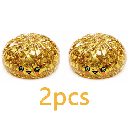 1/2pcs Cute Golden Steamed Bun Squishy Fidget Toy, Sparkly Gold Flakes, Soft  Squeezable Anti-Anxiety Sensory Toy, Stress Relief