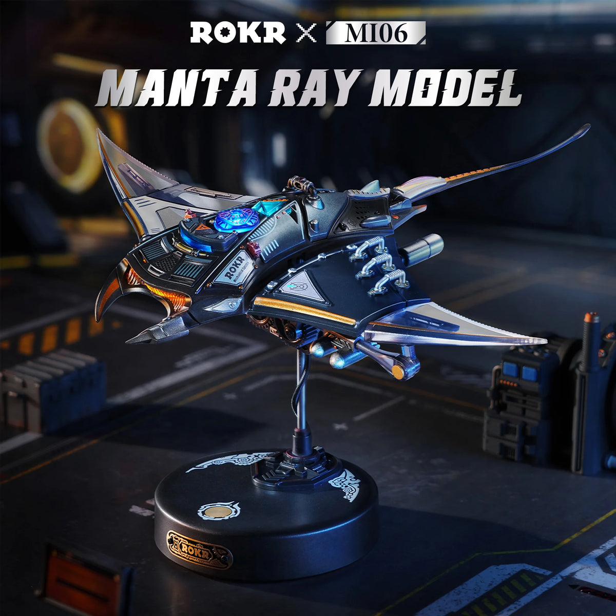 ROKR Mechanical Manta Ray 3D Metal Puzzle - Dynamic Bionic Model, Adult Assembly Model MI06
