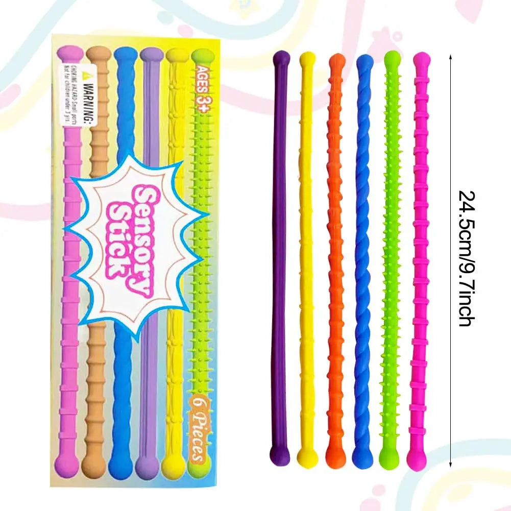 Children's Elastic Sensory Sticks, a 6-Piece Sensory Toy Suitable for Autism and ADHD
