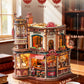 ROKR Wooden 3D Puzzle Dream Coffee Factory Music Box Model Building Kit 593-piece DIY Miniature House Kit with LED Light Unique Home Decor Gift for Adults Women